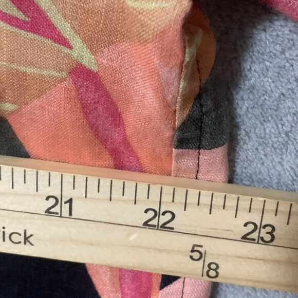 Chicos Top Women Large 2 Floral 100% Linen Button 3/4 Sleeve Collared Beachy - Picture 6 of 9